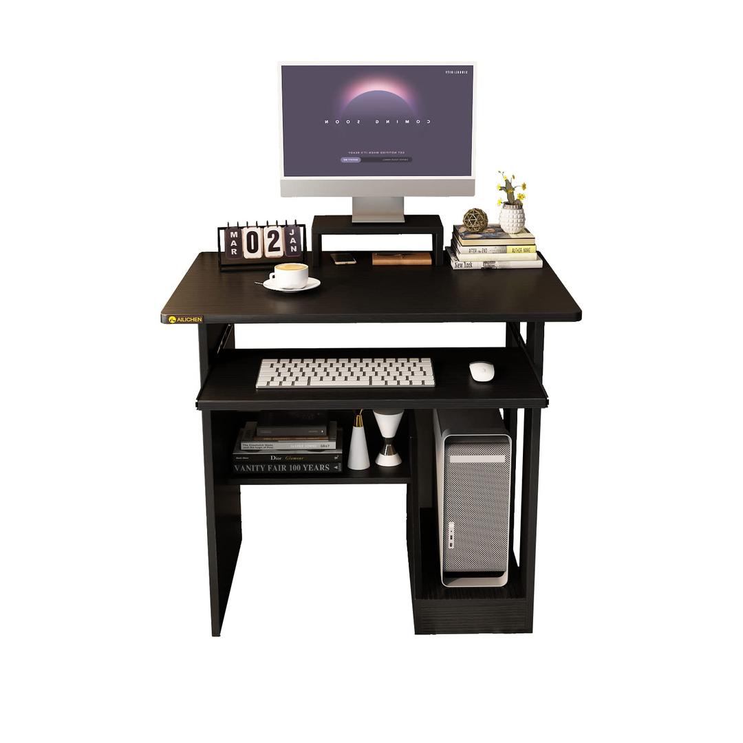 MULKGLOBAL Computer Desk 30" Table Home Work Writing Desk with Monitor Stand Keyboard Tray Work Study PC Office Desk for Small Spaces,Black