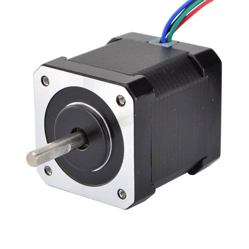 STEPPERONLINENema 17 Stepper Motor Bipolar 2A 59Ncm(84oz.in) 48mm Body 4-Lead W/ 1m Cable and Connector Compatible with 3D Printer/CNC