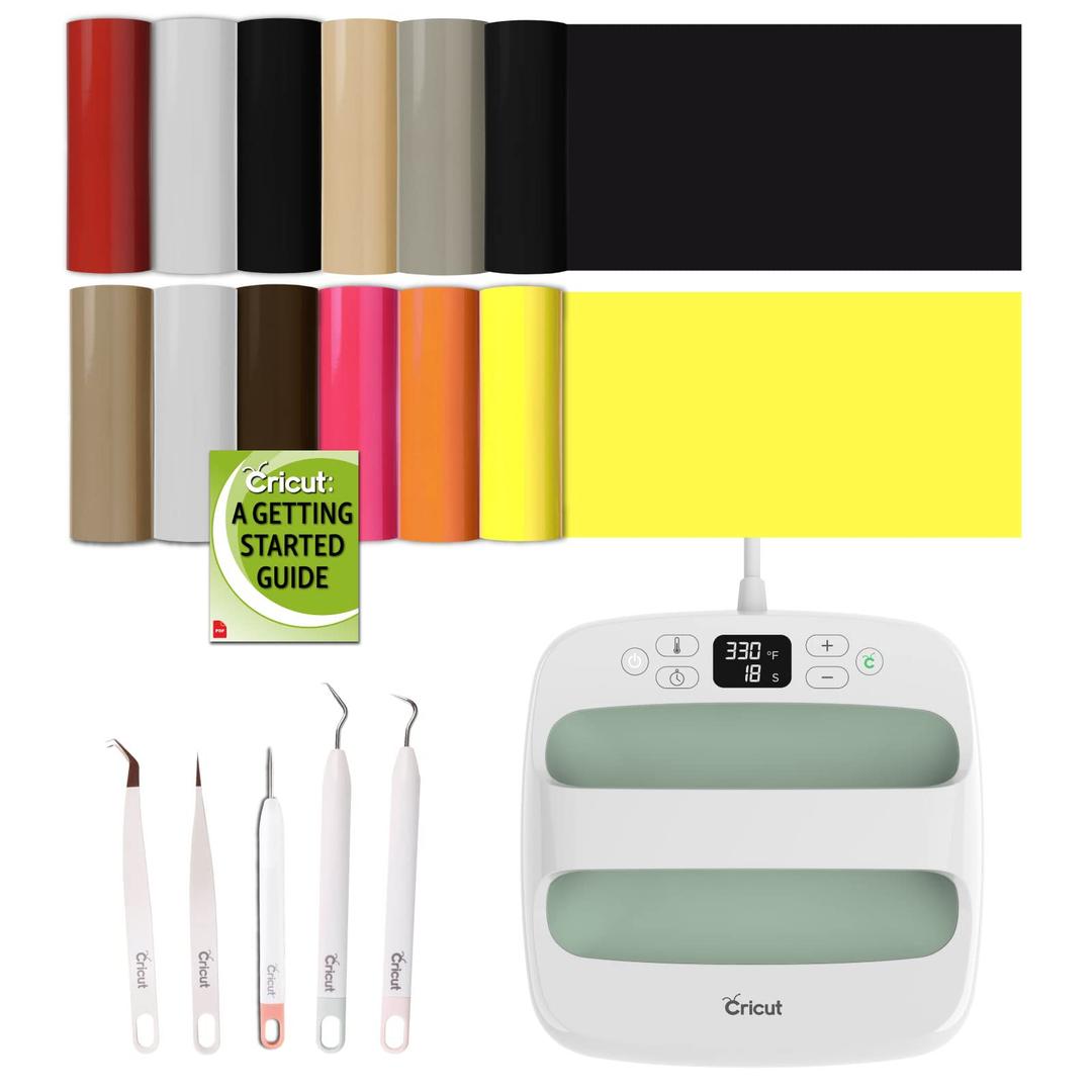 Cricut Easy Press 2 Bundle: Heat Press Machine, Everyday StrongBond Iron-On, Weeding Kit, Raspberry, 9x9