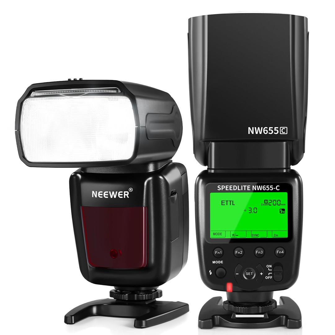 NEEWER NW655-C TTL Flash Speedlite Compatible with Canon DSLR Cameras, GN60 2.4G HSS 1/8000s Speedlight, 230 Full Power Flashes, Recycle in 0.1-2.6s, AA Batteries Powered (not included)