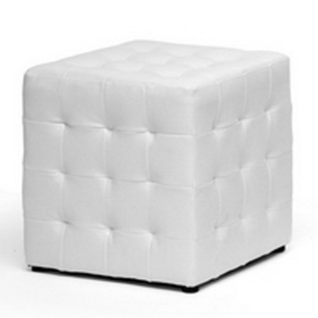 Baxton StudioSiskal Modern Cube Ottoman, White, Set of 2,