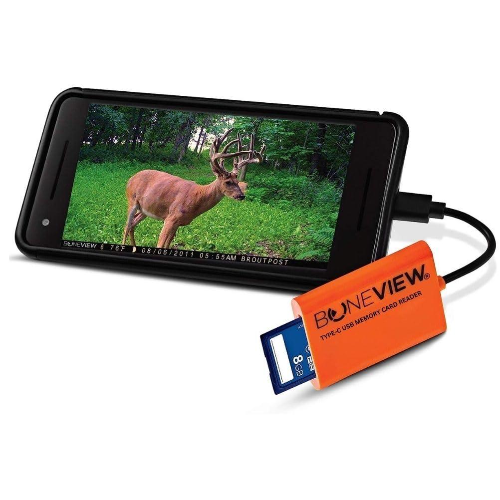 SD Card Reader for Android - Type C USB Trail Camera Viewer by BoneView - Backup Play Save and Share Deer Hunting Photo & Video from Game Cam Memory Chips on Most USB-C Smart Phones