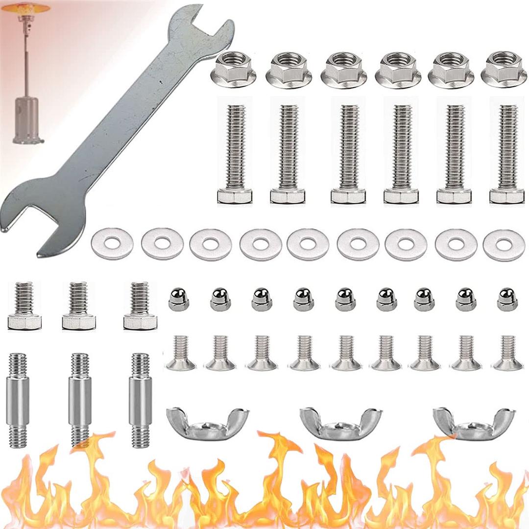 Patio Heater Replacement Hardware -Bolt & Nut Set Propane Patio Outdoor Space Heater Accessories Round Umbrella Shape Stand-up Pyramid Patio Heaters Heat kit