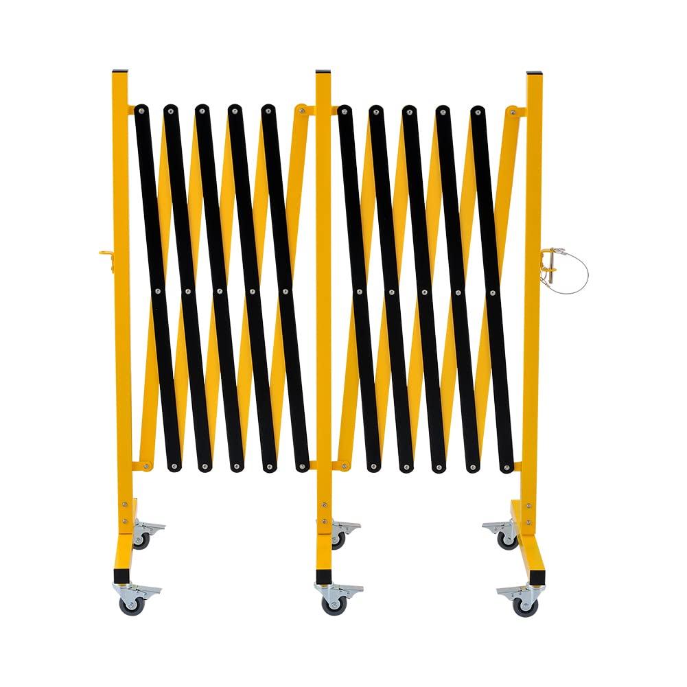 Industrial Expandable Metal Barricade, 16 Feet, Easily Assembled Safety Barrier with Casters, Flexible Mobile Barrier Gate, Adjustable Traffic Fence