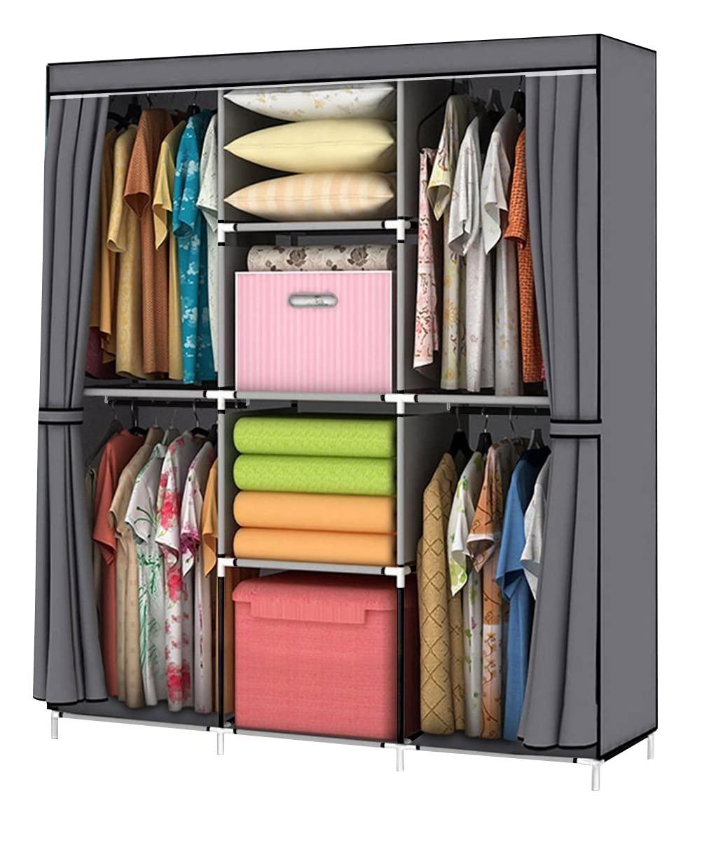 Wardrobe Storage Closet Clothes Portable Wardrobe Storage Closet Portable Closet Organizer Portable Closets Wardrobe Closet Organizer Shelf Wardrobe Clothes Organizer Standing Closet Gray