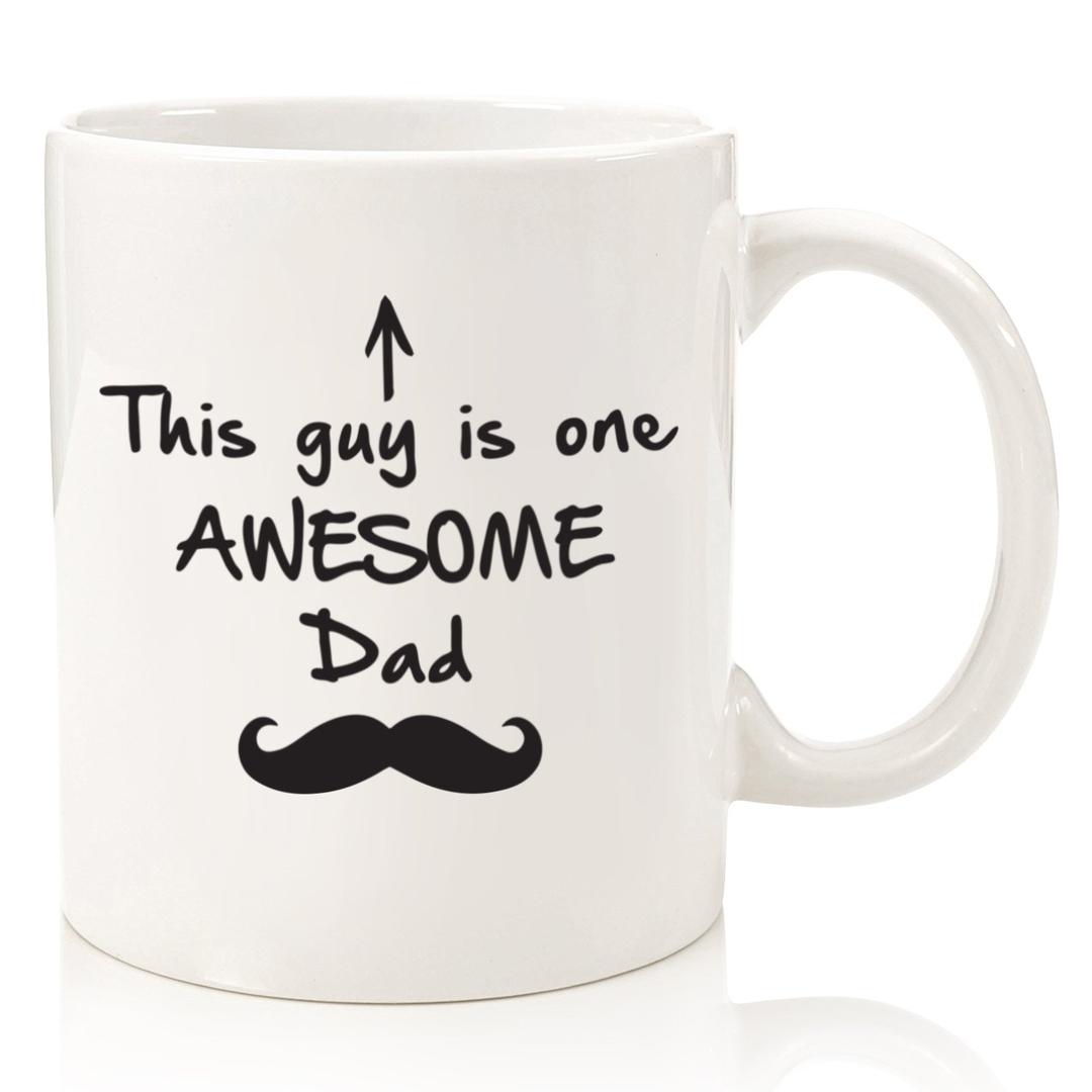 Best Dad Gifts - Funny Coffee Mug - One Awesome Dad - Father's Day Gifts for Dad, Men - Unique Gift Ideas for Him from Daughter, Son, Wife - Cool Birthday Present for Husband - Fun Novelty Cup (White)