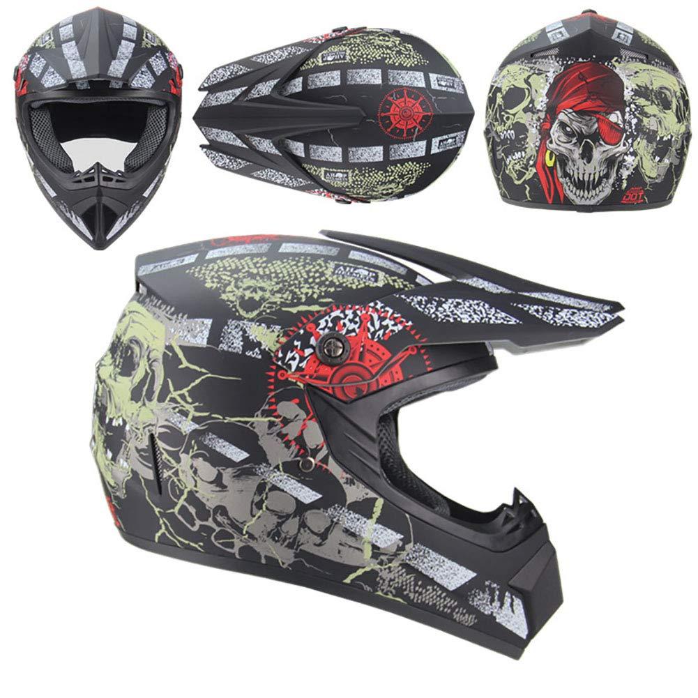 YFASD Full Face Motorcycle Helmet Four Seasons Universal Downhill Mountain Bike Off Road Motorbike Crash Helmet Pirate Skeleton Skull,M