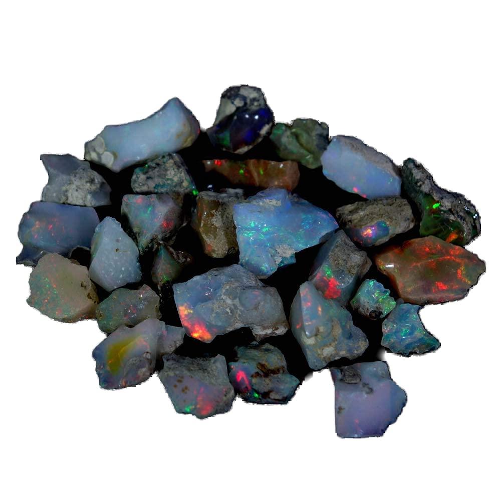 DugguGovindStore Genuine 58.90 Cts Natural AAA Grade Ethiopian Multi Fire Opal Rough Lot, Reiki Crystals and Healing Stones,Jewelry Making Gemstone, Ultra Fire Striking Opal, Opal Rock Rough Lot