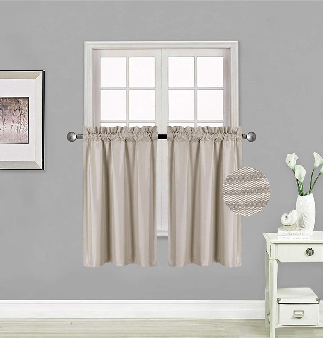 2 Panels Thermal Insulated Blackout Tiers Curtain with White Back Lining Window Light Blocking Panel Drapes for Any Small Window (Taupe, 30" W X 36")