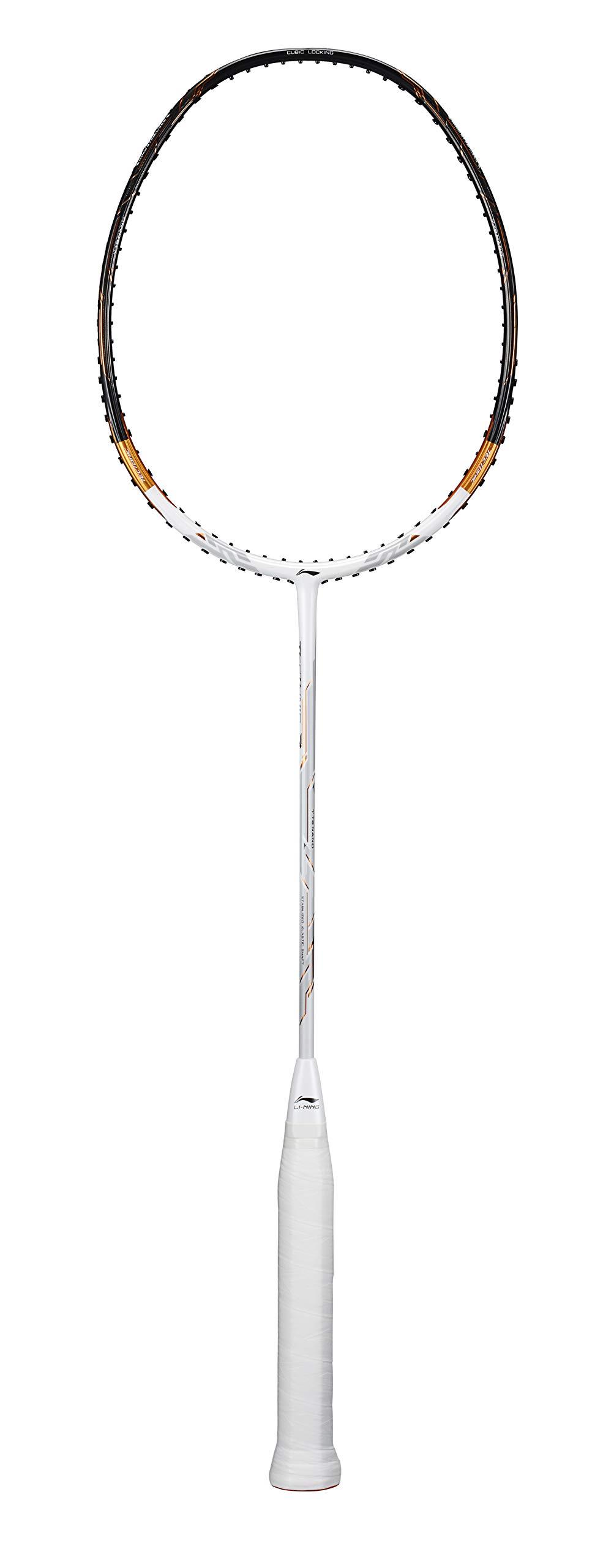 Li-Ning Tectonic 7 Full-Carbon Fiber Badminton Racket, Unstrung (White/Gold)