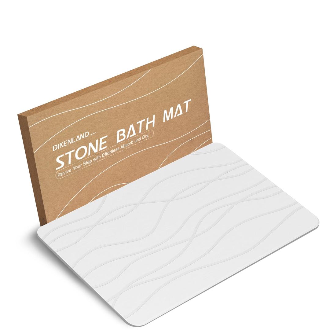 DIKENLAND Stone Bath Mat, Diatomaceous Earth Bath Mat Stone, Non-Slip Stone Shower Mat for Bathroom, Quick Drying Stone Bath Mat Large, Super Absorbent Bath Stone Mat 23.5" x 15.5"