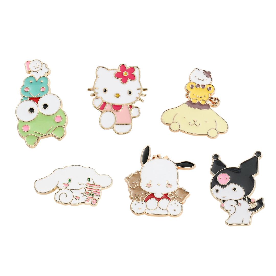 6 Pcs Anime Brooch Pins Kitty Enamel Pins for Backpacks Clothing Jackets Hats Kawaii Cartoon Cat Dog Decoration Gifts