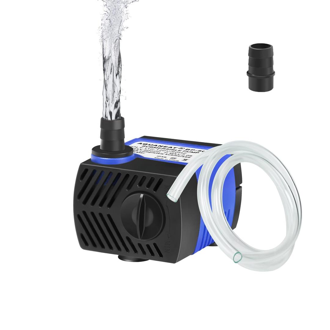 AQUANEAT Small Fountain Pump, 80 GPH Mini Submersible Water Pump with 3.3 ft Tubing, for Aquarium Fish Tank, Pet Water Fountain, Water Table, Waterfall