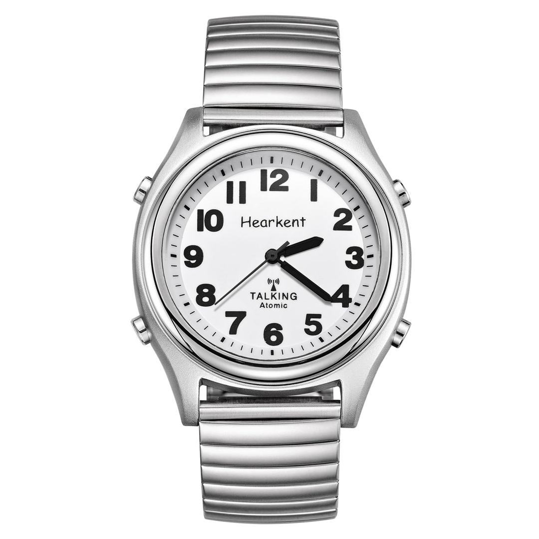 Atomic American English Talking Watch Speaks Clear and Loud Time, Date and Alarm time Stretch Band is Best Gift for Senior,Visually impaired, or Blind People