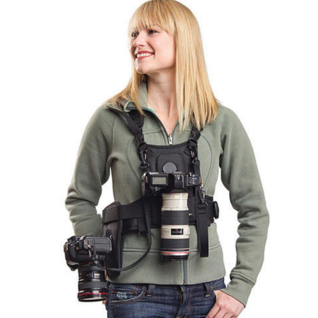 Sevenoak Dual Camera Harness, SK-MSP01 Multi Carrying Chest Vest System with Side Holster for Canon 6D 600D 5D2 5D3 Nikon D90 Sony A7S A7R A7S2 Panasonic Olympus DSLR Cameras Climbing Wedding Travel