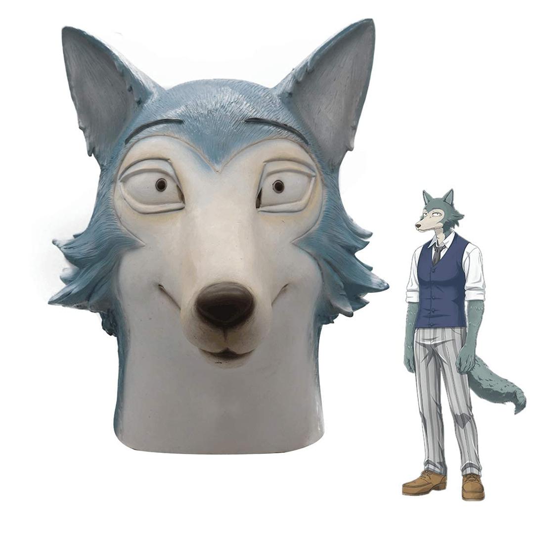 Beastars Legosi Mask Latex Full Face Wolf Animal Mask with Gloves Tail Beastars Fingers Nail Halloween Cosplay Costume Props