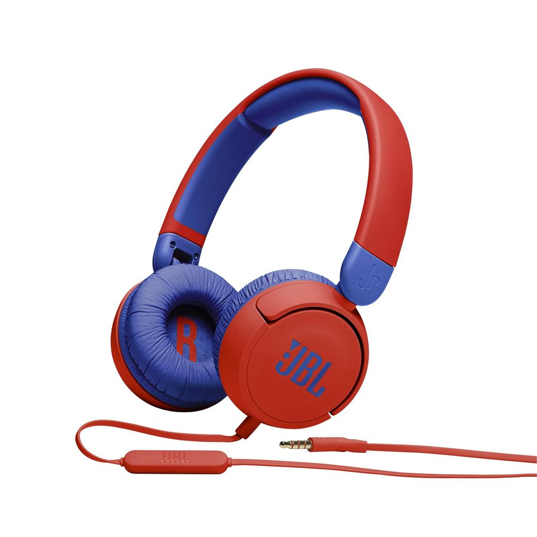 JBLJr 310 Children's Over-Ear Headphones with Aux Cable and Built-In Microphone, Red