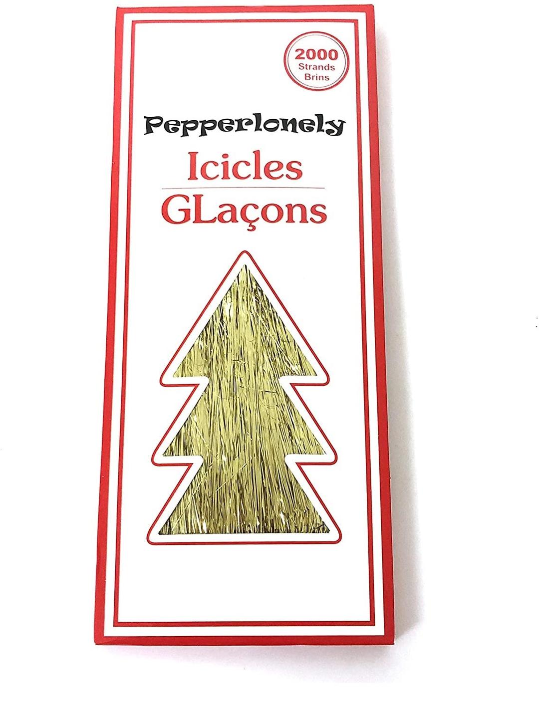 PEPPERLONELY 2000 Strands Icicles Tinsel Tree Christmas Decorations, Gold