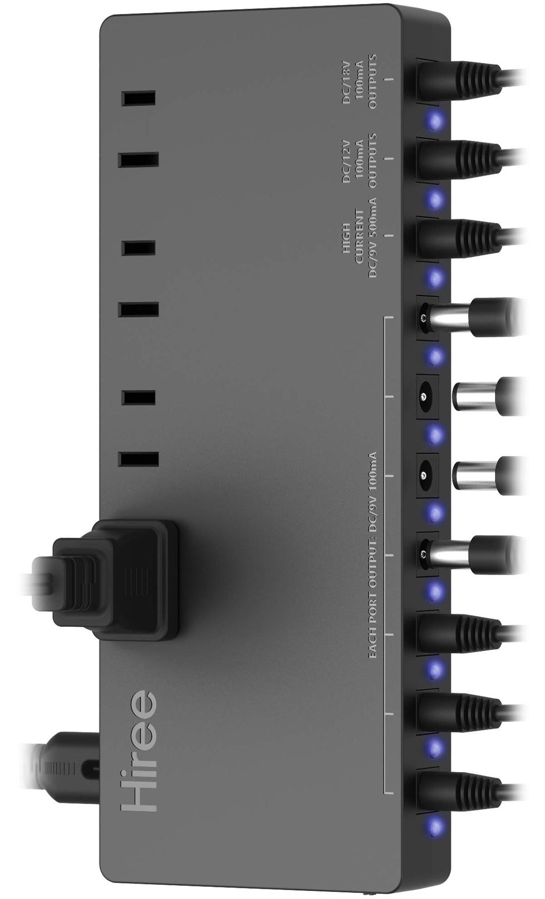 Guitar Pedal Power Supply Adapter Station Distributor 10 Isolated DC Output for 9V/12V/18V Effect PedalBoard with 4 AC Outlet for Charging Speaker, Musical Instruments