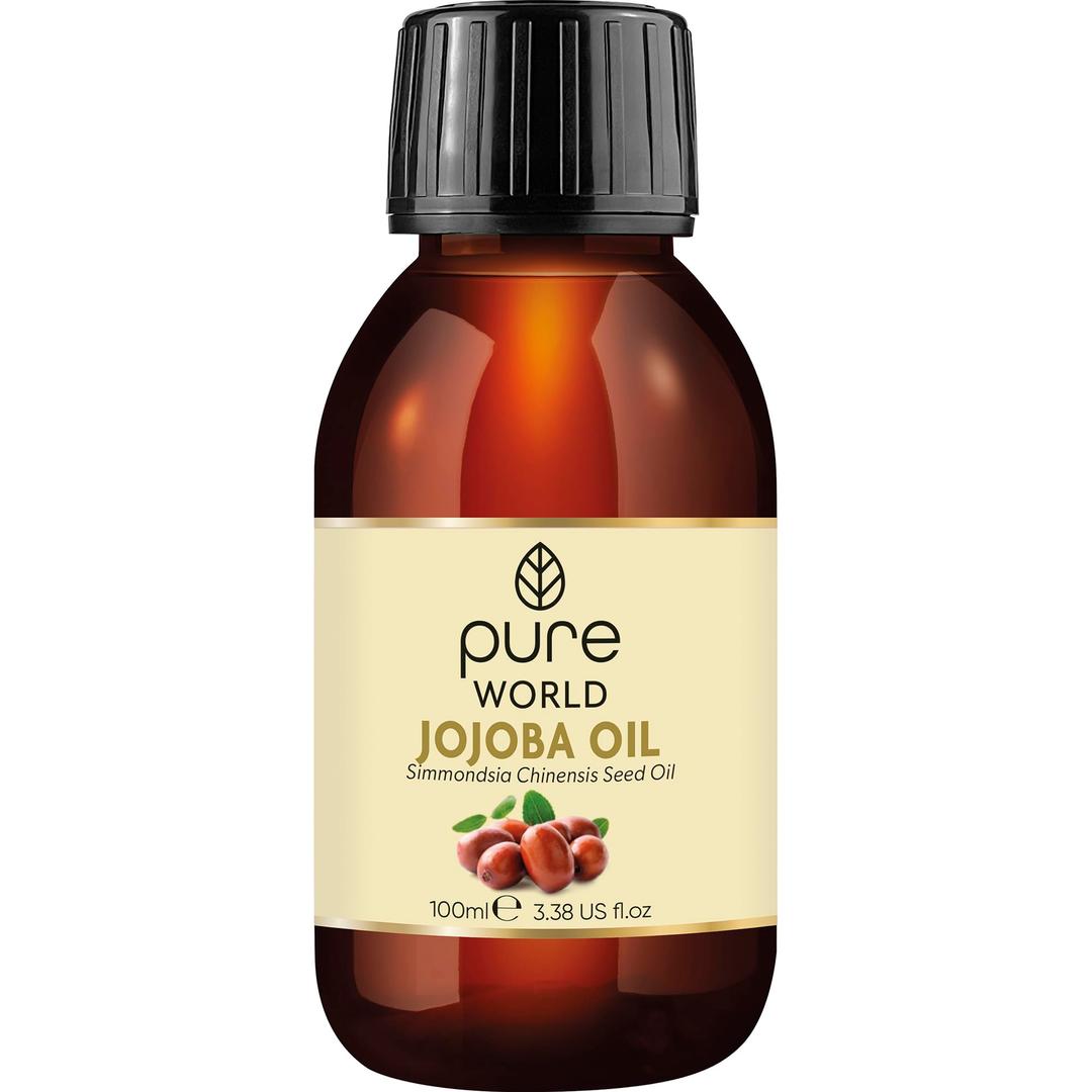 Pure World Natural Jojoba Oil 100% Pure and Undiluted 100ml. Cold and Freshly Pressed Premium Quality Jojoba Oil – Skin, Nails, Body and Face, Vegan…