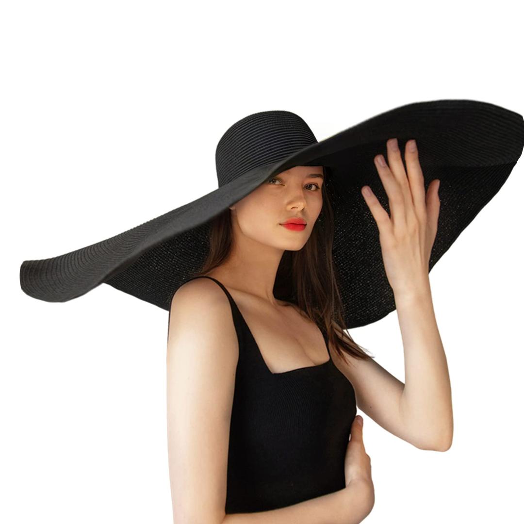 AskljebyOversized Beach Straw Hats for Women Floppy, Extra Large Sun Visor Hat Wide Brim Summer Roll Up Big Beach Hat Women Foldable