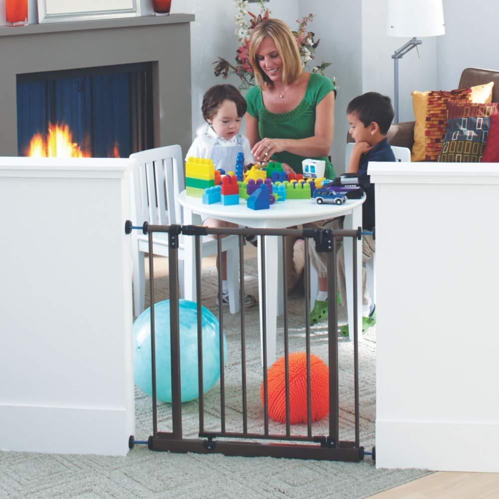 Toddleroo by North States 38.5" Wide Deluxe Easy Close Baby Gate: Sturdy Safety gate with one Hand Operation. Pressure Mount. Fits Openings 28" - 38.5" Wide (29" Tall, Bronze)