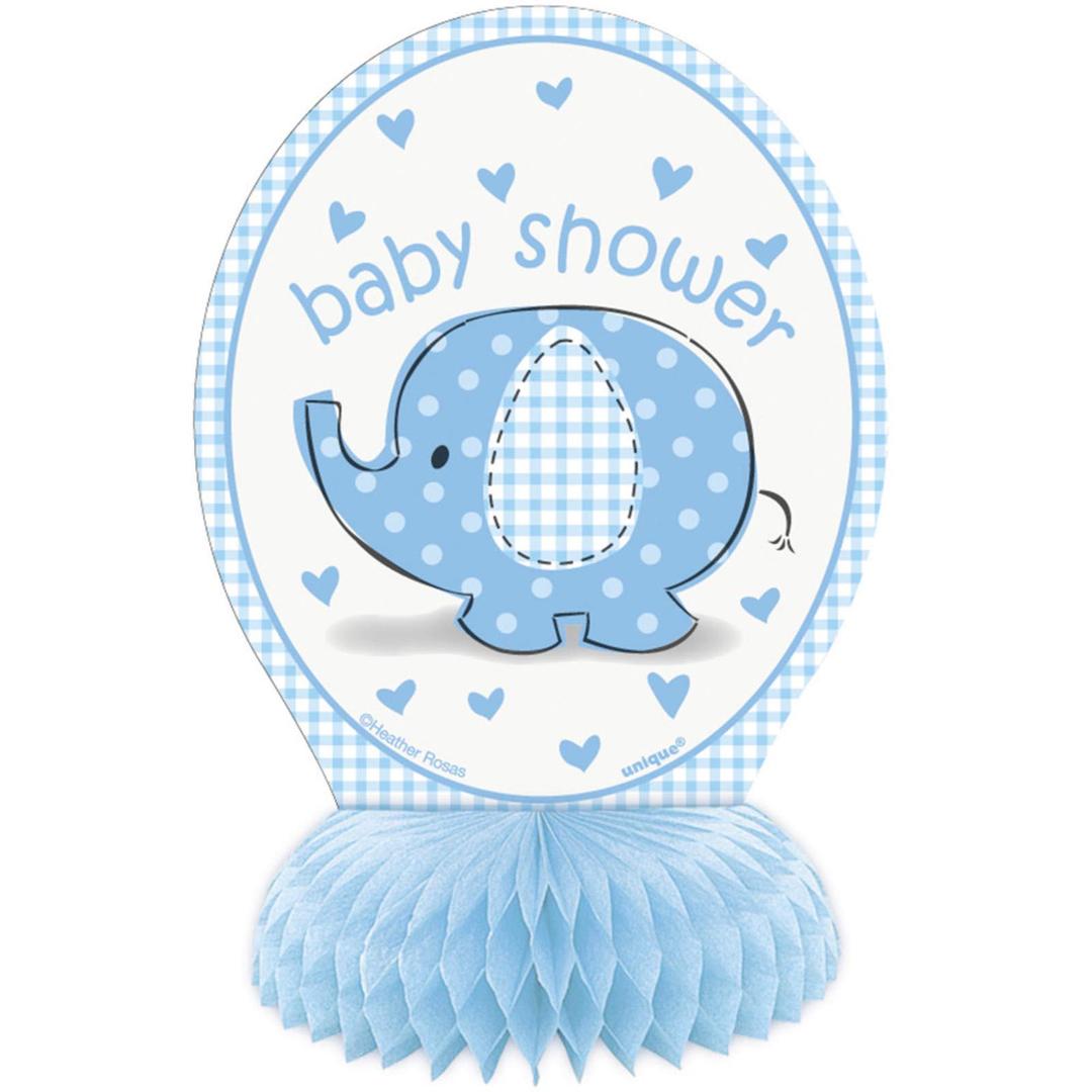 Unique Party 41710 - Mini Honeycomb Blue Elephant Baby Shower Party Decorations, Pack of 4