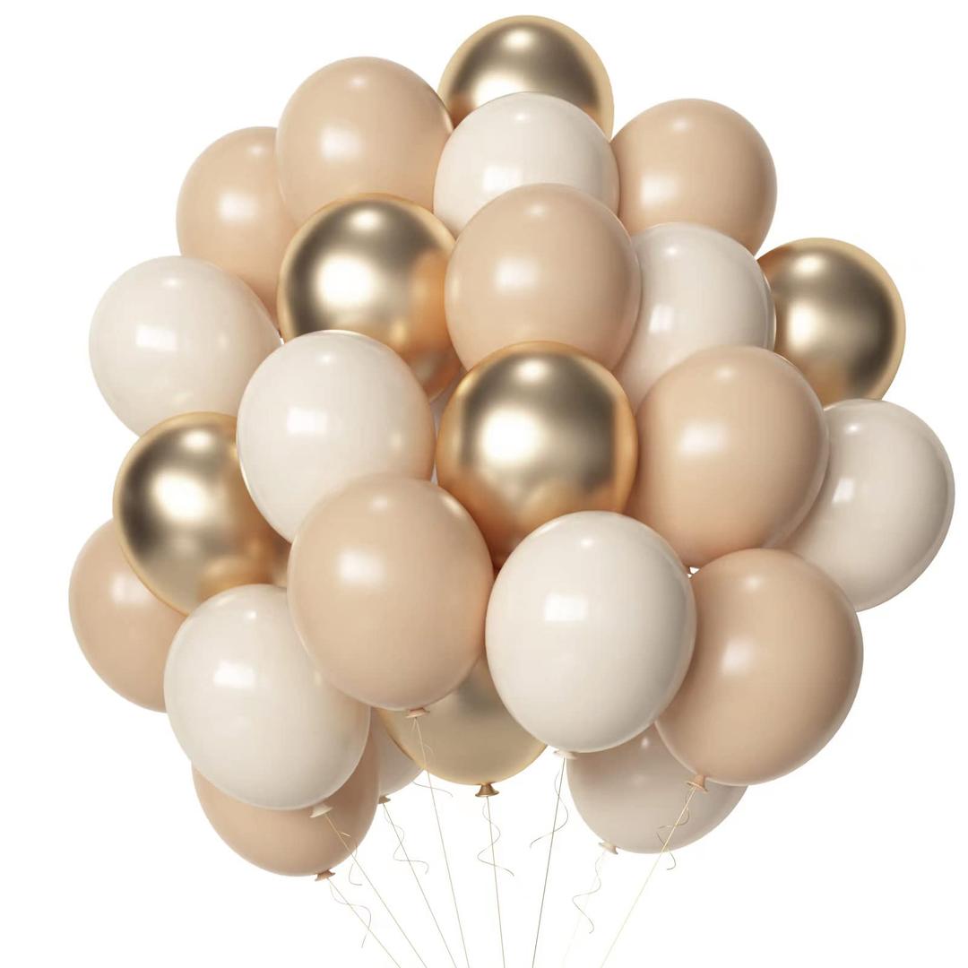 Blush Gold Beige Neutral Balloons, 50pcs 12 inch Neutral Balloons Blush Gold Beige Latex Balloons for Birthday Wedding Baby Shower Bride Party Decoration