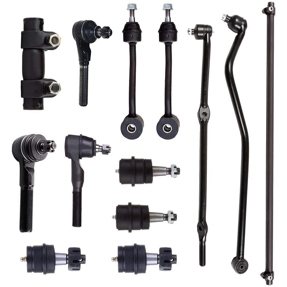 New Assembly 13-PC Ball Joint Stabilizer Bar Link Kit Tie Rod End Tie Rod End Adjusting Sleeve Track Bar Replacement for Jeep Wrangler