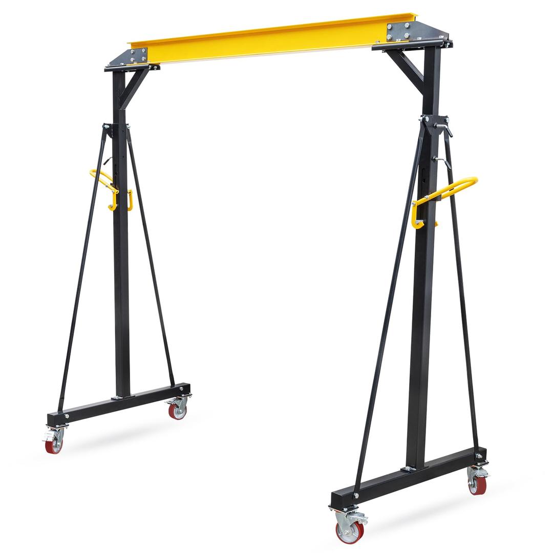 Garvee 1 Ton Adjustable Gantry Crane, 2000-Lb Loading Capacity, Portable Shop Lift Hoist, Adjustable Height from 97" to 141", Ideal for Factories, Construction Site, Warehouse, Car Repair