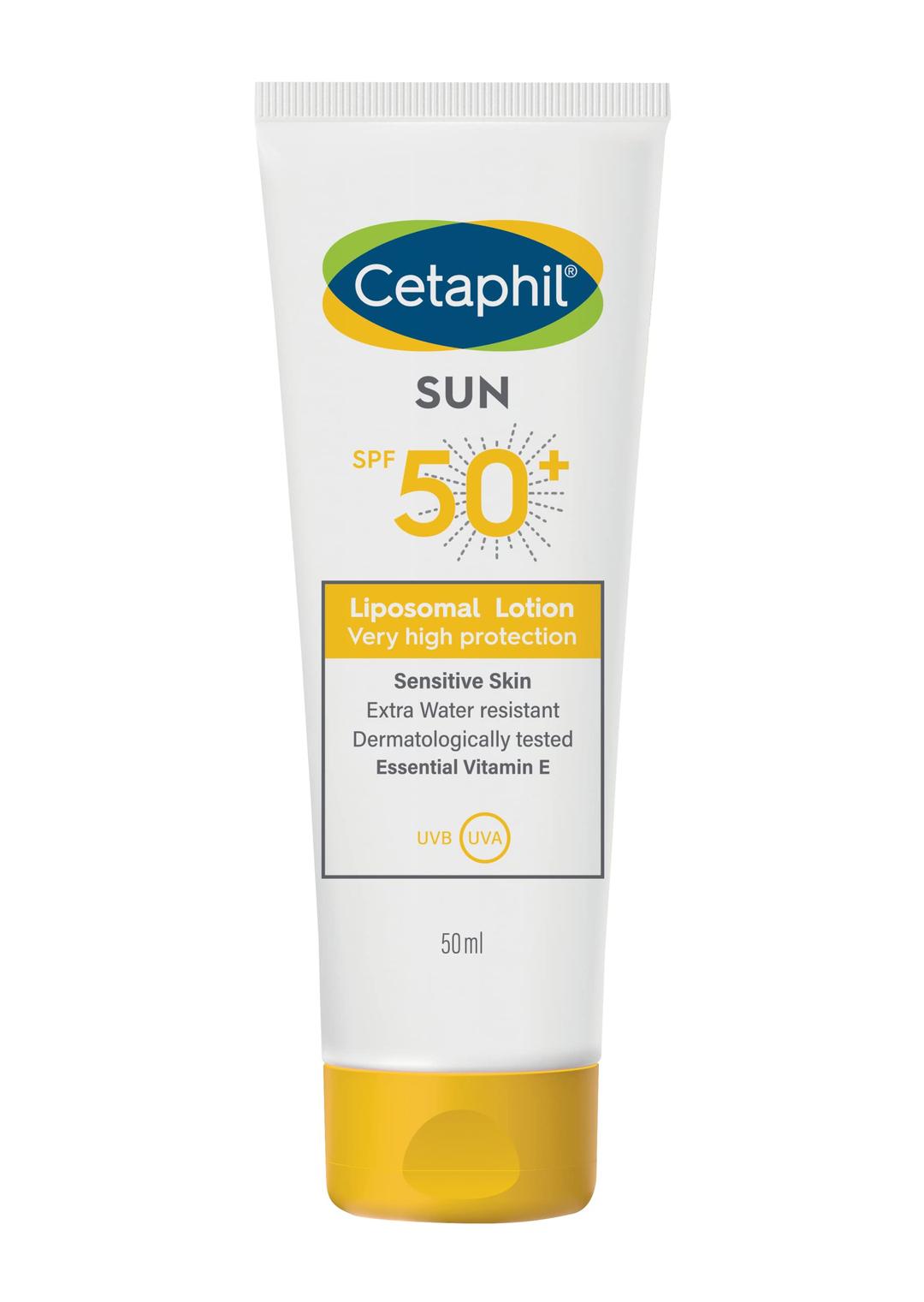 Cetaphil Sun Liposomal Lotion SPF 50+, Face & Body Moisturizer Sunscreen for Sensitive Skin, Very High Protection and Extra Water Resistent, Unscented, 50ml