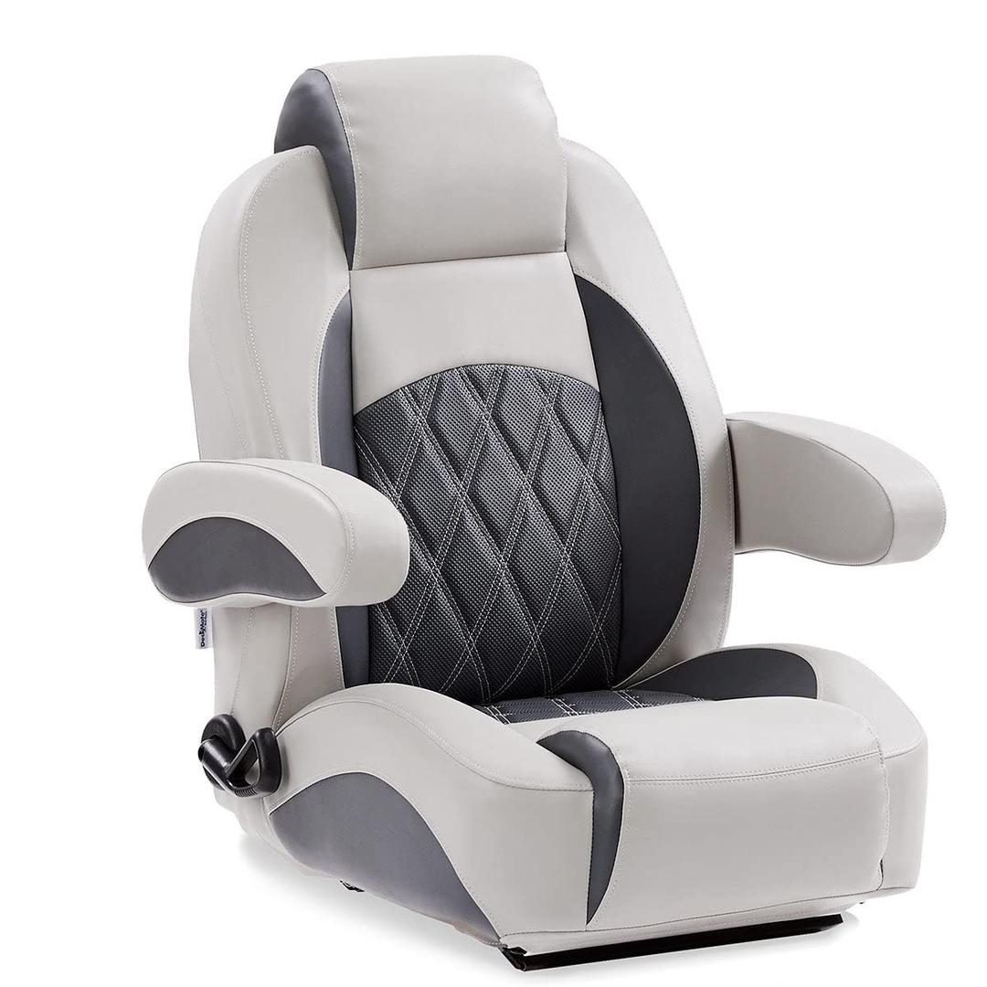 DeckMateLuxury Reclining Pontoon Captain's Chair - Gray and Charcoal (RCL-500)