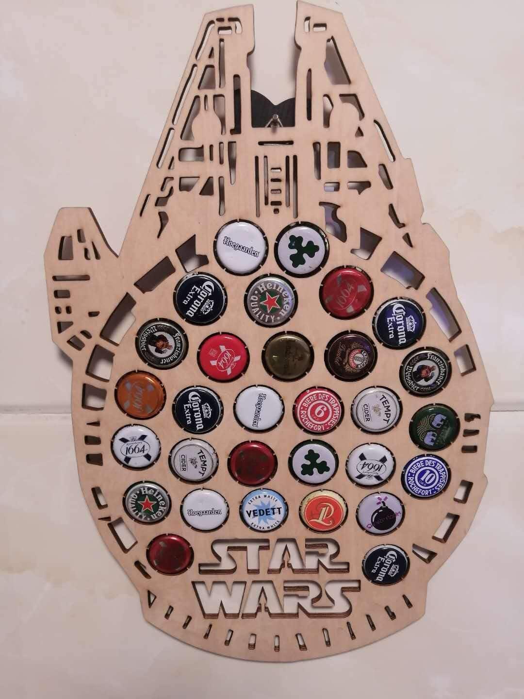 deksu Star War Beer Cap Map - Glossy Wood - Great Beer Cap Holder Map - Wall Decor Art for Craft Beer Cap Map - Wood Craft Beer Bottle C