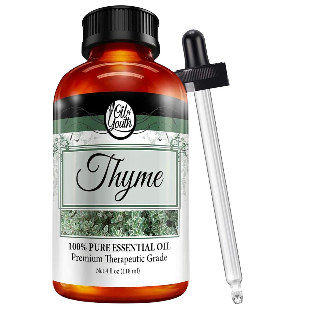 Oil of Youth Essential Oils 4oz - Thyme Essential Oil - 4 Fluid Ounces - Thyme Oil Therapeutic Grade - Aromatherapy Oils