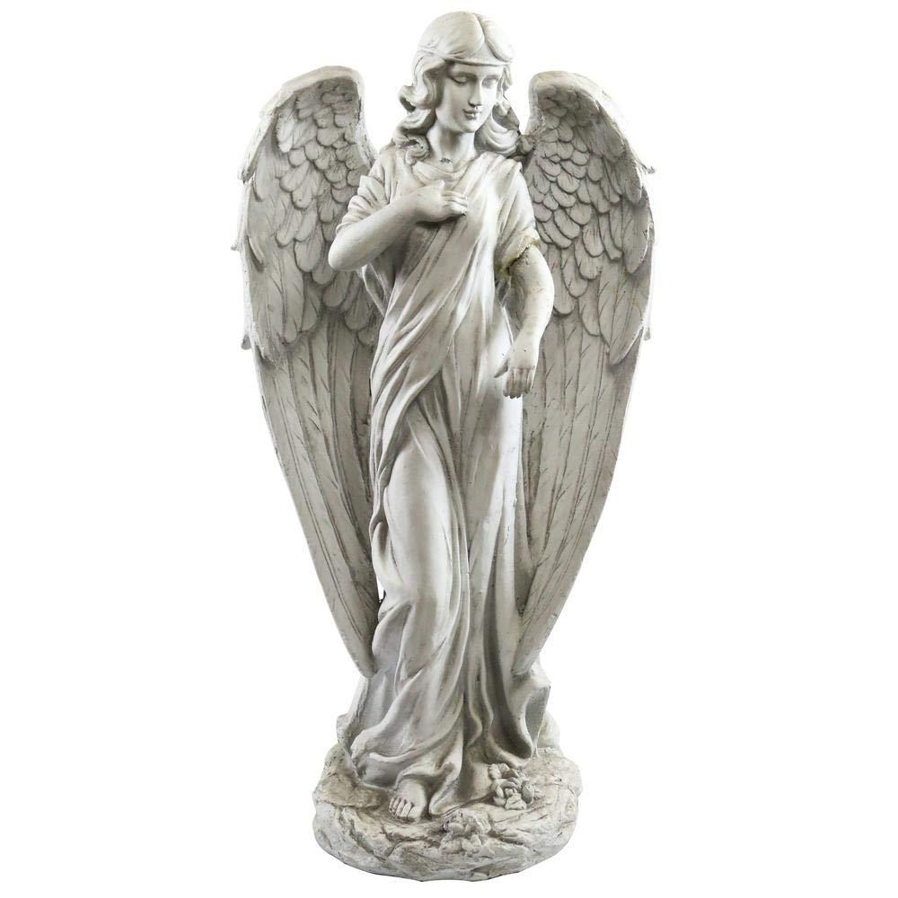 Alpine Corporation 31" Tall Indoor/Outdoor Angel Statue Yard Art Decoration, Light Gray