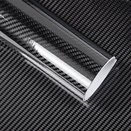 tuf-kote® Vinyl Decal Wrap 5D Gloss Carbon Fiber Twill-Weave Design Car Bike Fridge Mobile Self-Adhesive Sticker [2 x 1 Feet, Black]