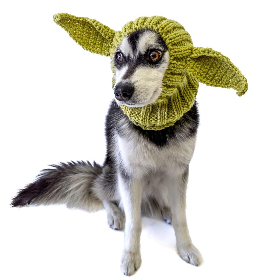 Zoo SnoodsBaby Yoda Costume - Alien Knit Dog Snood Wrap for Pets, Warm Neck Ear Cover Protection for Halloween and Winter (Medium)