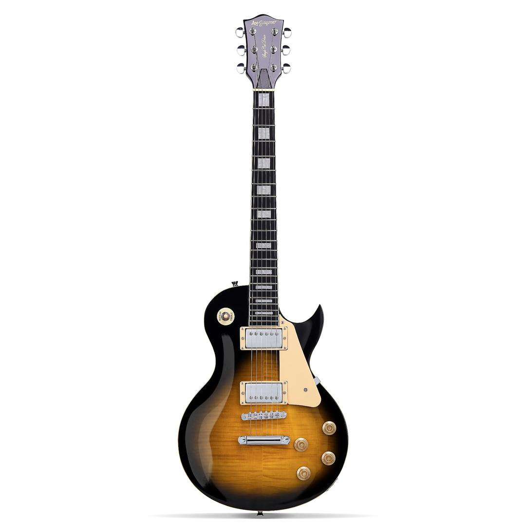 Leo Jaymz 24.75" Single Cut Curved Top Sunburst Electric Guitar - Classic single cut top curved body - Mahogany Body and Neck，Ebony Fingerboard (SunBurst)