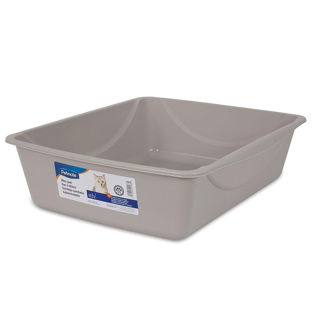 Petmate Open Cat Litter Box, Large Nonstick Litter Pan Durable Standard Litter Box, Mouse Grey Great for Small & Large Cats Easy to Clean, Made in USA