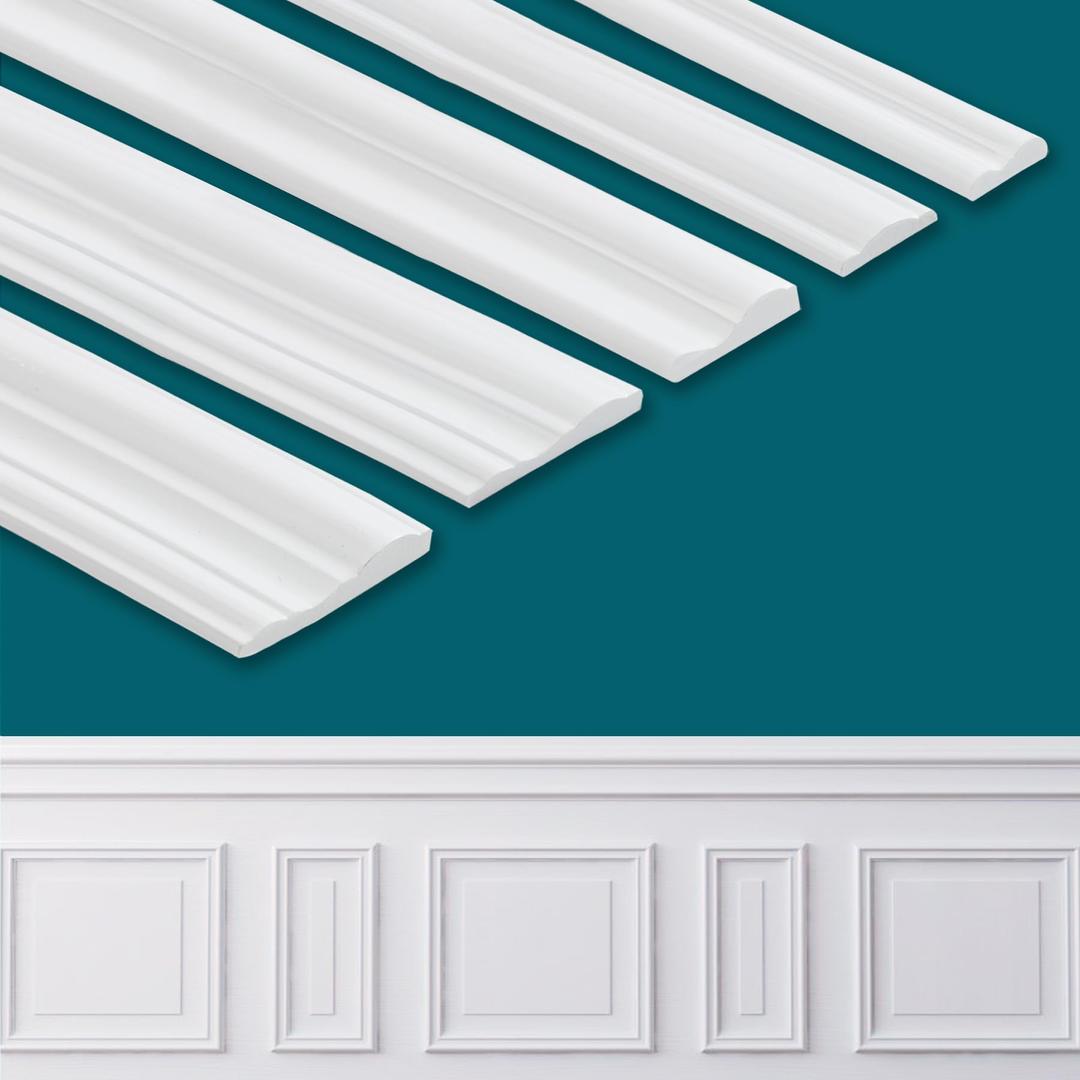 Peel and Stick Wall Molding Trim, Lightweight Chair Rail Wainscoting Panel, Finish Strip for Home Decoration (9.8ft x 0.79in)