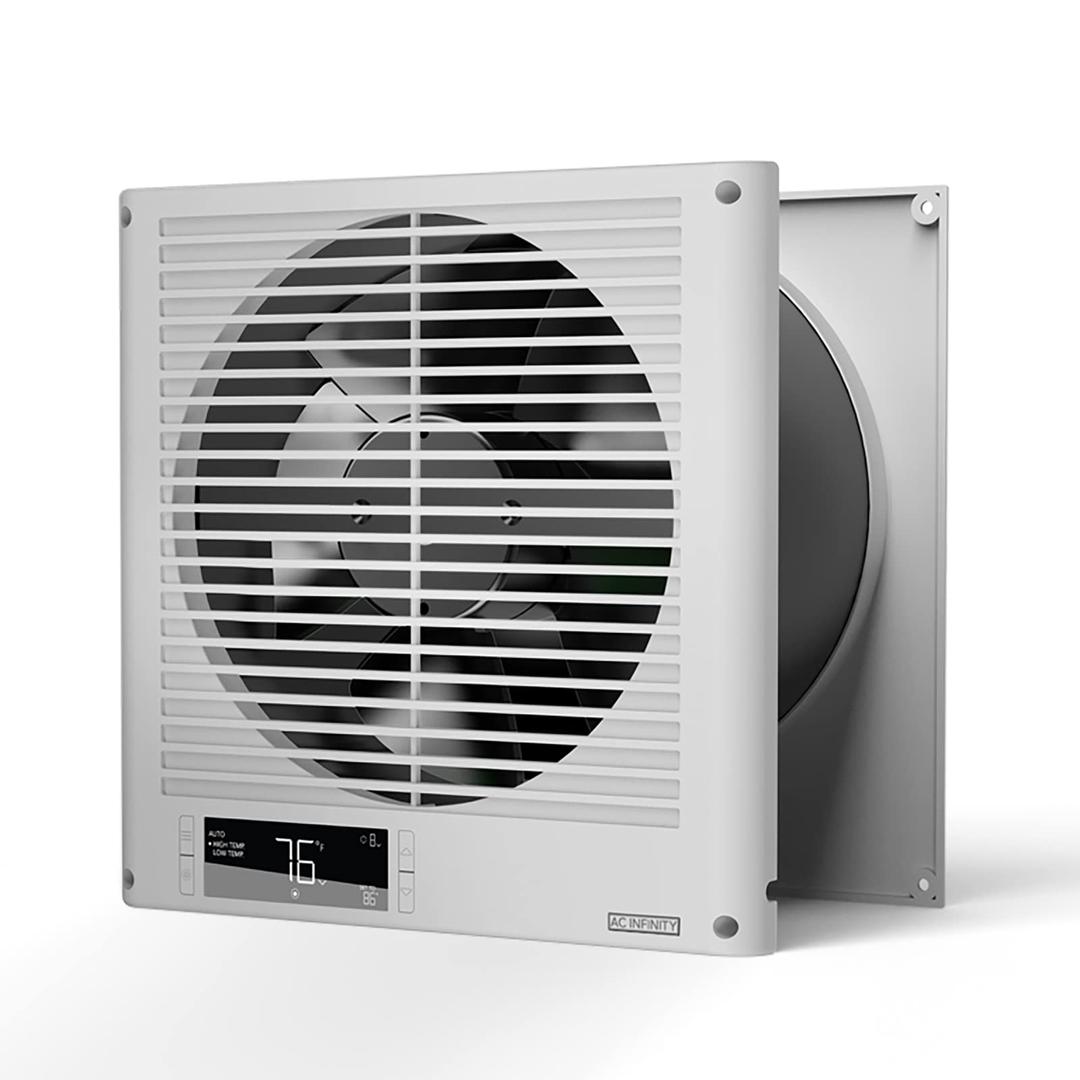 AC InfinityRoom to Room Fan 8”, Two-Way Airflow Through-the-Wall Fan with Temperature Controller, Precise 10-Speed Quiet In-Wall Vent Fan for Kitchen, Laundry Room, and Workshops