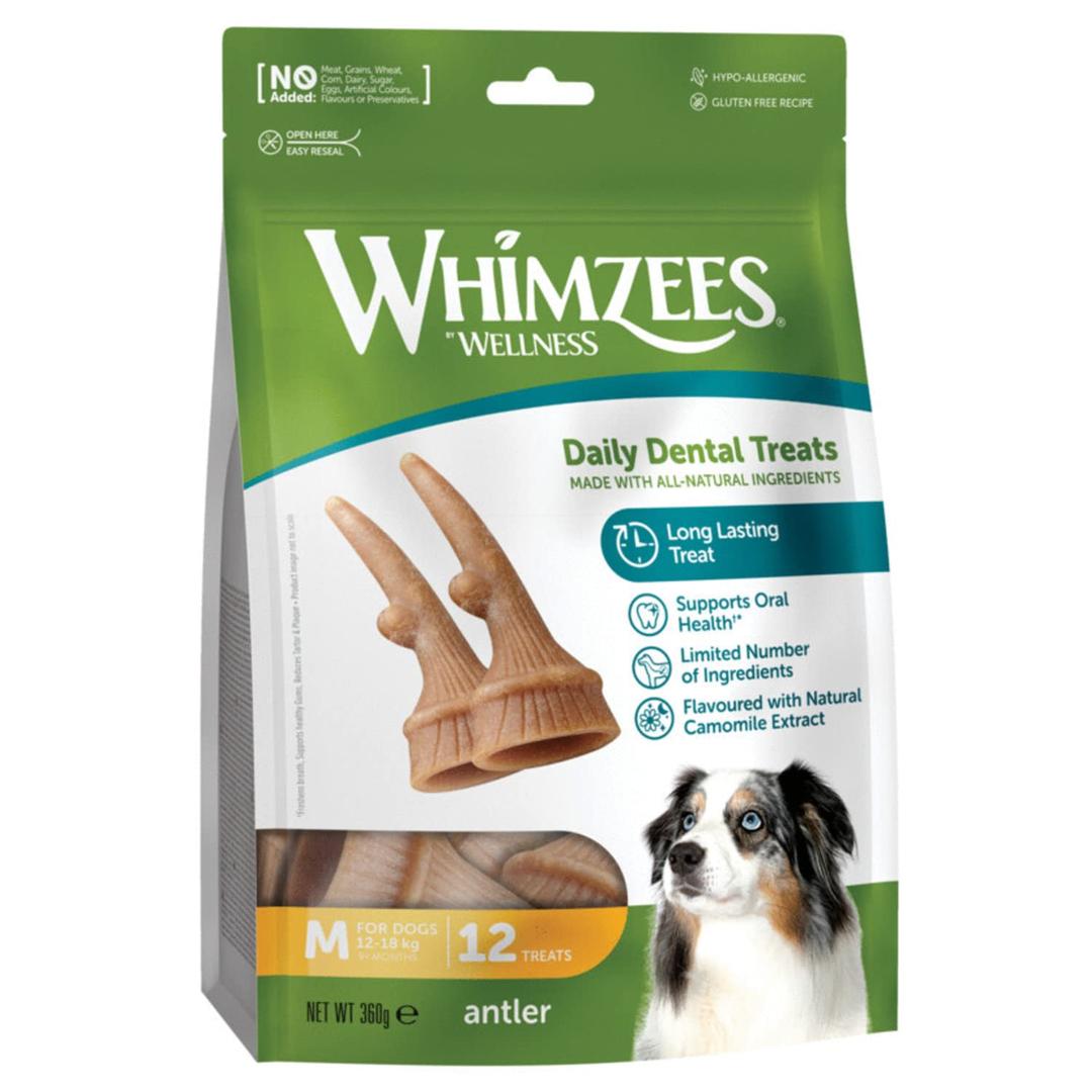 WHIMZEESOccupy Antler Natural Dental Chews for Dogs – Medium (12pc)