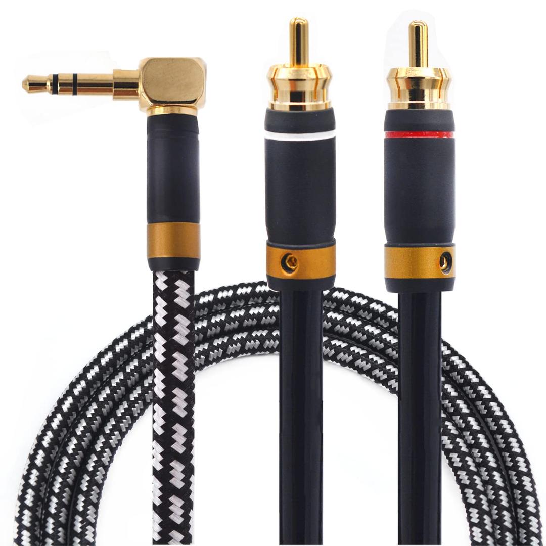 Audiophile RCA Cable,[3M/9.8 Feet, Silvered-Plated Copper core] 3.5mm Male to 2RCA Male Stereo Audio Adapter Cable with Outer diameters 6.5mm for Smartphones, Tablets, Speakers, HDTV