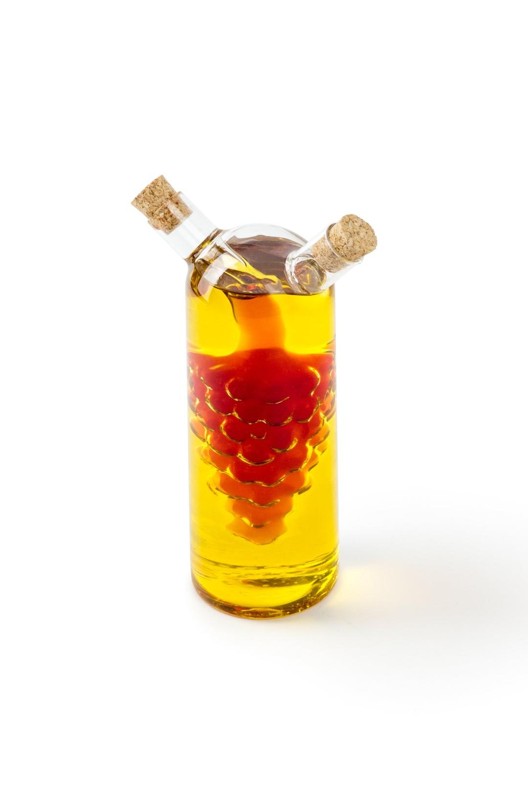 Fox Run7050 Run Grape Motif Oil and Vinegar Cruet Dispenser Bottle, Clear Borosilicate Glass