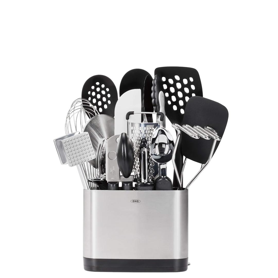 OXO Good Grips 15-Piece Everyday Kitchen Utensil Set, Silver