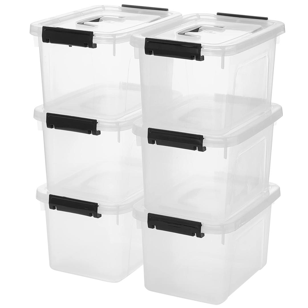 6 Quart Clear Storage Latch Box/Bins, 6-Pack Plastic Container with Latches and Lid