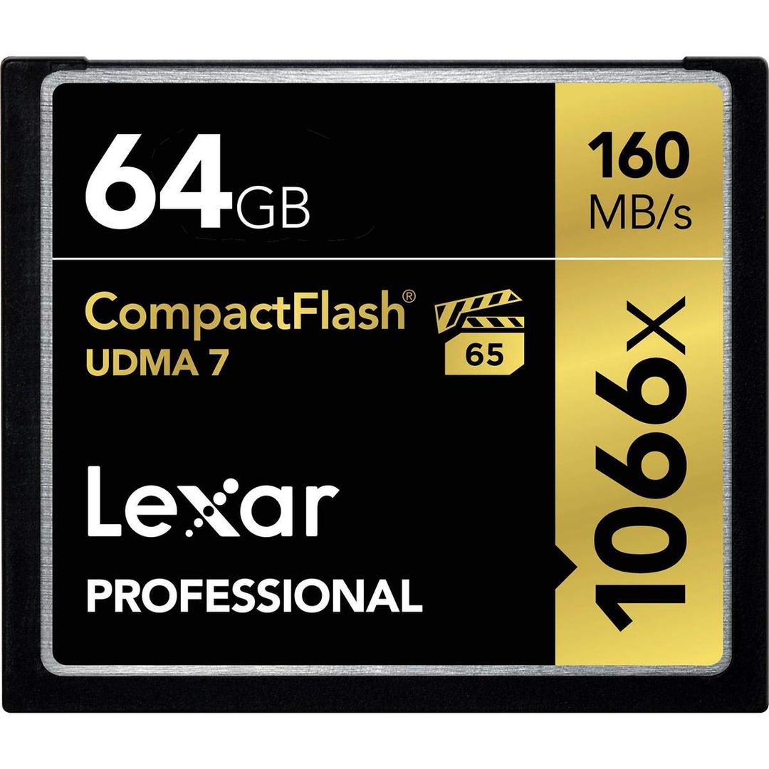 Lexar Professional 1066x 64GB CompactFlash Card, Up to 160MB/s Read, for Professional Photographer, Videographer, Enthusiast (LCF64GCRBNA1066)