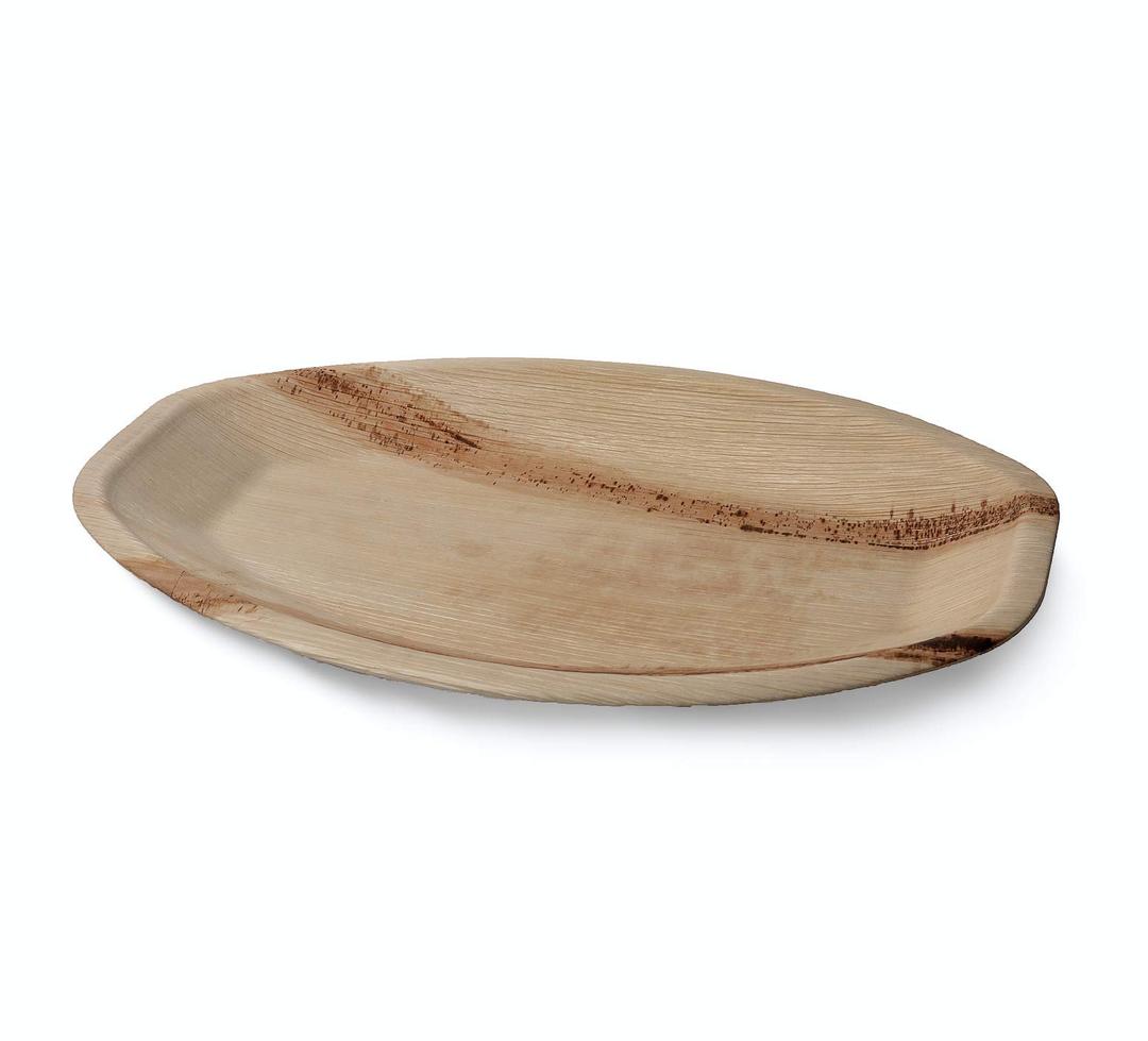 Canape King Disposable Palm Leaf Serving Trays - 100% Natural and Biodegradable Oval Food Platters Suitable for BBQ Picnic Christmas Party Weddings 10 Pcs, Medium (41.5 x 27.5 cm)