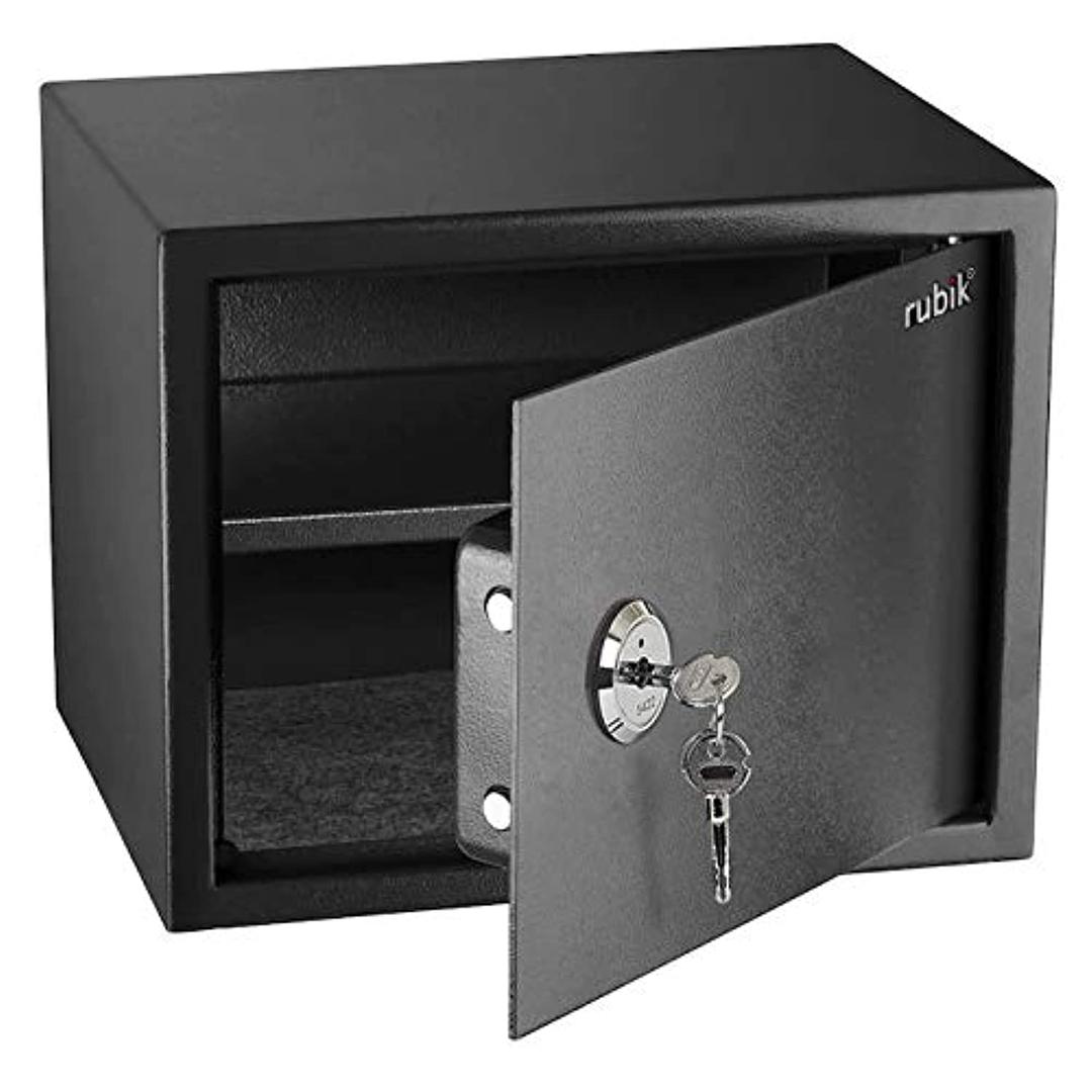 Rubik Safe Box with Key and Shelve for Home Office Shop RB30K1 (30x38x30cm, Black)