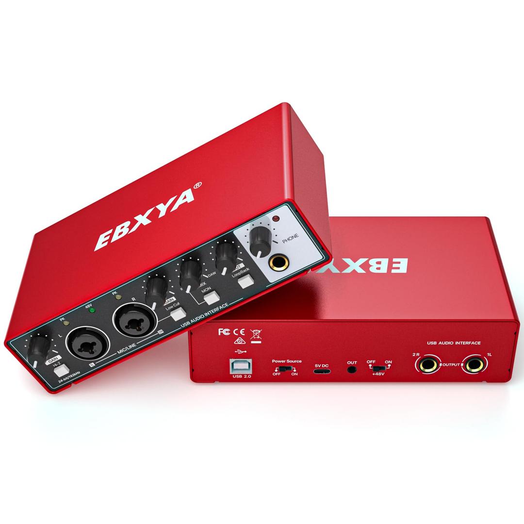 USB Audio Interface EBXYA 24 Bit/192 kHz USB Soundcard Interface with MIC/XLR/Line Inputs, High Fidelity XENYX Mic Preamps for Recording, Streaming, and Podcasting